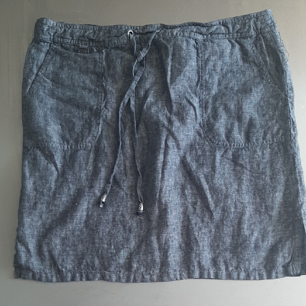 Mode De Vie🎉100% LINEN Gray Drawstring Skirt